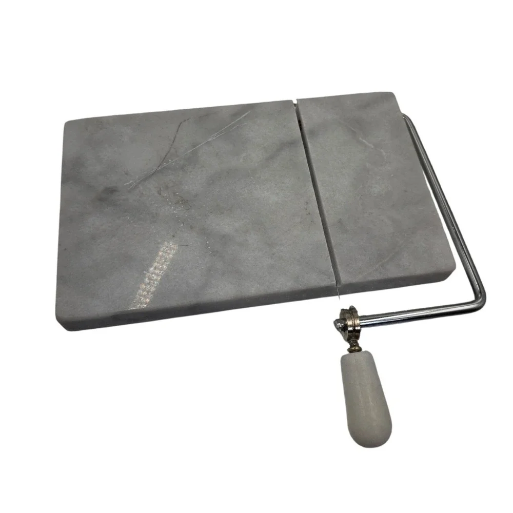 Grey Marble Cheese Slicer Board Stainless Steel Wire Cutter‎ Charcuterie O2